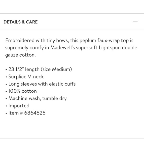 NWT Madewell embroidered bow top - Picture 5 of 7